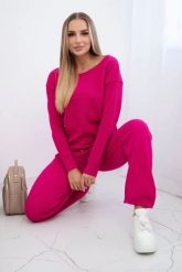 Komplet sweterkowy Bluza + Spodnie fuksja. Czerwone bluzy damskie KESI, l, bez wzorów, z poliesteru, eleganckie, bez ramiączek, bez kaptura. Za 297.97 zł.