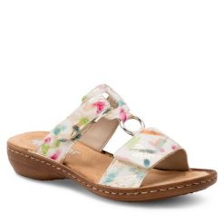Klapki Rieker. Klapki damskie Rieker, bez wzorów, bez obcasa, bez zapięcia. Za 279.99 zł.
