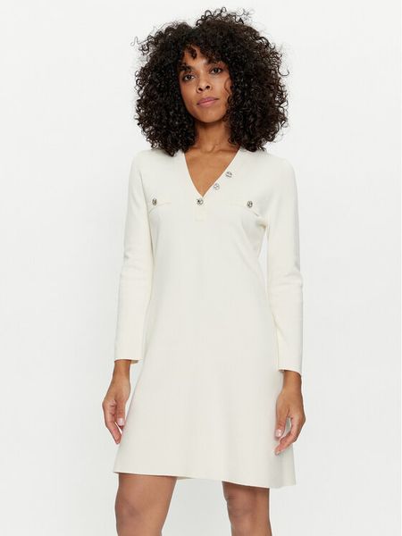 TWINSET Sukienka dzianinowa 241TP3094 Écru Regular Fit. Sukienki damskie Twinset, xxl, bez wzorów, z dzianiny, bez kołnierzyka, bez ramiączek. Za 579.99 zł.