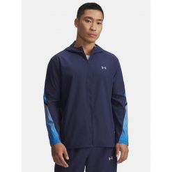 Kurtka do biegania męska Under Armour Velociti Storm Hooded. Niebieskie kurtki sportowe męskie Under Armour, m, bez wzorów, bez kaptura, do biegania. Za 239.99 zł.