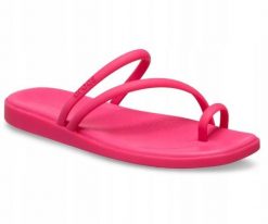 Klapki Dla Dorosłych Crocs Miami Toe Loop. Czerwone klapki damskie Crocs, bez wzorów, z materiału, bez obcasa, bez zapięcia. Za 139.99 zł.