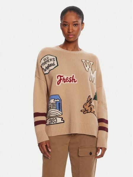 Weekend Max Mara Sweter Pavidi 2525366262 Beżowy Oversize. Brązowe swetry nierozpinane damskie Weekend Max Mara, m, bez wzorów, z wełny, bez kołnierzyka, bez ramiączek. Za 989.99 zł.