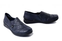RIEKER 48961-14 blue, półbuty damskie. Niebieskie półbuty damskie Rieker, bez wzorów, bez obcasa, bez zapięcia. Za 289.90 zł.
