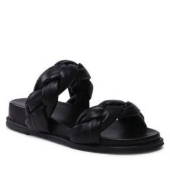 Klapki Unisa. Czarne klapki damskie Unisa, bez wzorów, bez obcasa, bez zapięcia. Za 369.99 zł.