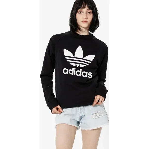 Adidas Bluza Trf Crew Sweat Adicolor , czarny, rozmiar L. Czarne bluzy damskie Adidas, l, z aplikacjami, z bawełny, bez ramiączek, bez kaptura. Za 249.99 zł.