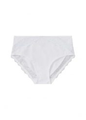 Figi maxi z delikatną koronką. Niebieskie majtki damskie bonprix, z koronki. Za 39.99 zł.