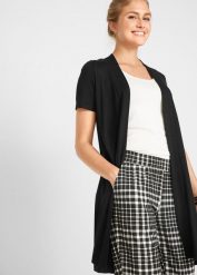 Kardigan z miękkiej wiskozy. Czarne kardigany damskie bonprix, bez wzorów, z wiskozy, bez kołnierzyka. Za 84.99 zł.