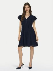 ONLY Sukienka letnia Helena 15303058 Granatowy Regular Fit. Niebieskie sukienki damskie ONLY, na lato, l, bez wzorów, z bawełny, bez kołnierzyka, bez ramiączek. Za 199.99 zł.