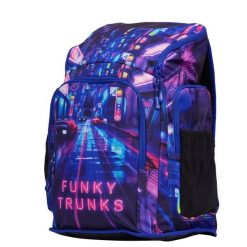 Plecak torba do szkoły na basen siłownię trening Funkita Cyber City 40L. Niebieskie plecaki męskie Funky Trunks, bez wzorów, z materiału. Za 220.99 zł.