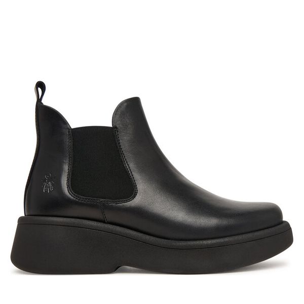 Sztyblety Fly London. Czarne botki damskie Fly London, bez wzorów, bez obcasa, na płaskiej podeszwie, bez zapięcia. Za 639.99 zł.