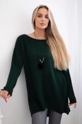 Sweter z naszyjnikiem ciemny zielony. Zielone swetry nierozpinane damskie KESI, l, bez wzorów, z elastanu, bez kołnierzyka, plus size, bez ramiączek. Za 154.75 zł.