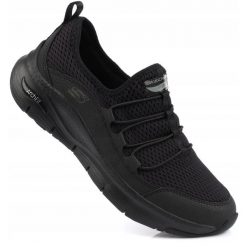 Damskie buty sportowe sneakersy slip-on SKECHERS ARCH-FIT LUCKY THOUGHTS. Czarne obuwie sportowe damskie Skechers, bez wzorów, bez zapięcia, trekkingowe, Skechers Sport. Za 269.00 zł.