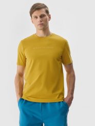 4F T-shirt z nadrukiem męski - żółty XXL. Żółte t-shirty męskie 4F, m, bez wzorów, z bawełny, bez kołnierzyka, bez ramiączek. W wyprzedaży za 29.99 zł.
