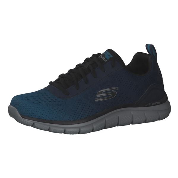 Buty do chodzenia męskie Skechers Track Ripkent. Czarne buty sportowe męskie Skechers, bez wzorów, z materiału, bez zapięcia, trekkingowe. Za 249.99 zł.
