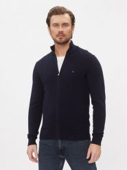 Tommy Hilfiger Kardigan MW0MW28050 Granatowy Regular Fit. Niebieskie swetry męskie Tommy Hilfiger, m, bez wzorów, z bawełny, bez kołnierzyka, bez ramiączek. Za 599.99 zł.