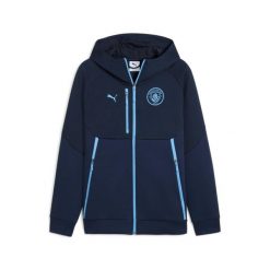 Rozpinana bluza Manchester City 2025/26. Niebieskie bluzy męskie Puma, bez wzorów, sportowe, bez ramiączek, bez kaptura. Za 369.50 zł.