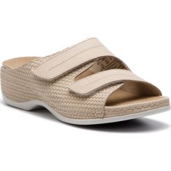 Klapki BERKEMANN - Daria 01002 Beige 715. Brązowe klapki damskie Berkemann, bez wzorów, z nubiku, bez obcasa, na obcasie, bez zapięcia. W wyprzedaży za 289.00 zł.