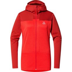 Bluza techniczna damska ROC Flash Mid Hood. Czerwone bluzy damskie Haglöfs, bez wzorów, sportowe, bez ramiączek, bez kaptura. Za 520.00 zł.