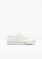 Sneakersy Mustang. Białe obuwie sportowe damskie bonprix, bez wzorów, z koronki, bez zapięcia. Za 249.99 zł.