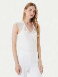 Morgan Bluzka 252-DEMYL Biały Regular Fit. Białe bluzki damskie Morgan, xl, bez wzorów, z syntetyku, bez kołnierzyka, bez ramiączek. Za 139.99 zł.