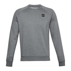 Bluza fitness męska Under Armour Rival Fleece Crew. Szare bluzy męskie Under Armour, m, bez wzorów, sportowe, bez ramiączek, bez kaptura. Za 119.99 zł.