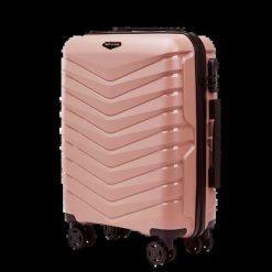 Walizka kabinowa Wings PHOENIX 2.0 polipropylen 20" ROSE GOLD. Brązowe walizki damskie Wings, bez wzorów, z materiału. Za 189.90 zł.