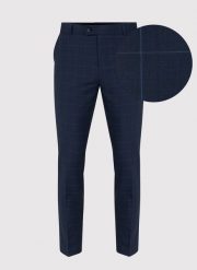 PAKO LORENTE – Granatowe spodnie garniturowe w delikatną kratę. Niebieskie eleganckie spodnie męskie Pako Lorente, bez wzorów, z elastanu. Za 549.99 zł.