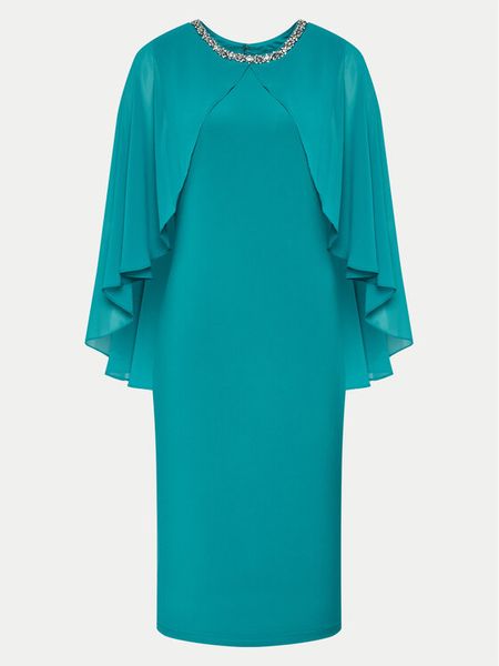 Joseph Ribkoff Sukienka koktajlowa 242731 Turkusowy Slim Fit. Niebieskie sukienki damskie Joseph Ribkoff, bez wzorów, z syntetyku, wizytowe, bez kołnierzyka, bez ramiączek. Za 1,139.00 zł.