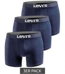 Bokserki majtki męskie Levi's Boxers 3-Pack. Niebieskie bokserki męskie Levi's®, bez wzorów, z bawełny. Za 99.00 zł.