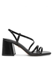 Nine West Sandały WFA2642-1 Czarny. Czarne sandały damskie Nine West, bez wzorów, z syntetyku, bez obcasa, na słupku, bez zapięcia. Za 199.99 zł.