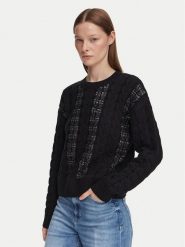 Guess Sweter W6YR21 Z0965 Czarny Regular Fit. Czarne swetry nierozpinane damskie Guess, l, z aplikacjami, z bawełny, bez kołnierzyka, bez ramiączek. Za 524.99 zł.