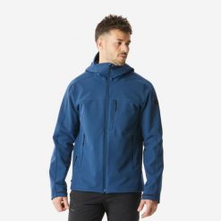 Kurtka softshell turystyczna męska Quechua MT500. Czarne kurtki męskie FORCLAZ, m, bez wzorów, z polaru, bez kaptura, trekkingowe. Za 249.99 zł.