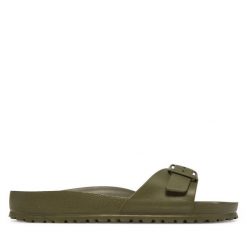 Klapki Birkenstock. Brązowe klapki męskie Birkenstock, bez wzorów, bez zapięcia. Za 129.99 zł.