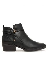Pikolinos Botki Doroca W1U-8901C1 Czarny. Czarne botki damskie Pikolinos, bez wzorów, ze skóry, bez obcasa, na słupku, bez zapięcia. Za 759.99 zł.