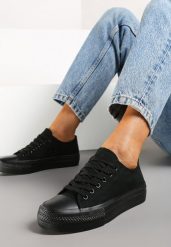 Czarne Klasyczne Sznurowane Trampki na Grubej Podeszwie Ravarella. Czarne trampki i tenisówki damskie Born2be, bez wzorów, z materiału, bez zapięcia. Za 44.99 zł.