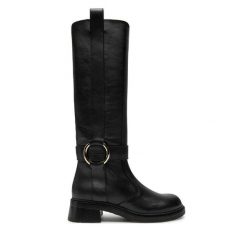 Kozaki See By Chloé. Czarne kozaki damskie See By Chloé, bez wzorów, bez obcasa, na płaskiej podeszwie, bez zapięcia. Za 3,509.00 zł.