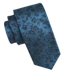 Elegancki i Modny Męski Krawat - Angelo di Monti - Ciemnoniebieski, Wzór Kwiecisty. Niebieskie krawaty i muchy Angelo di Monti, bez wzorów, z tkaniny, eleganckie. Za 45.00 zł.