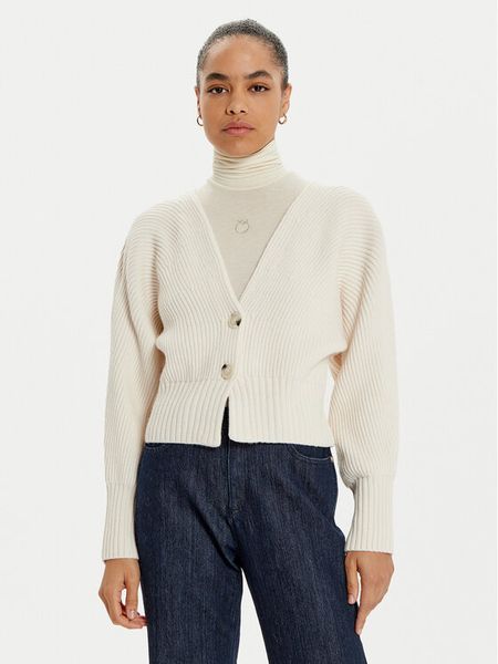 OUI Kardigan 86691 Biały Regular Fit. Białe kardigany damskie Oui, bez wzorów, z syntetyku, bez kołnierzyka. Za 309.99 zł.