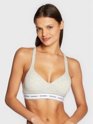 Guess Biustonosz top O1GC15 KBBU1 Szary. Szare topy damskie Guess, xs, z aplikacjami, z bawełny, bez kołnierzyka, bez ramiączek. Za 99.99 zł.