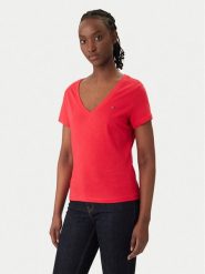 Tommy Jeans T-Shirt DW0DW20458 Czerwony Slim Fit. Czerwone t-shirty damskie Tommy Jeans, s, bez wzorów, z bawełny, bez kołnierzyka, bez ramiączek. Za 129.99 zł.