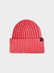 4F Czapka zimowa damska - czerwona M. Czerwone czapki damskie 4F, na zimę, bez wzorów, z elastanu, klasyczne. W wyprzedaży za 39.99 zł.
