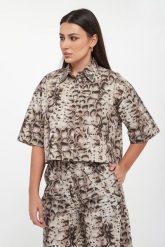Koszula damska w zwierzęcy wzór Pescara PINKO. Koszule damskie Pinko, bez wzorów, bez kołnierzyka, bez ramiączek. Za 929.00 zł.
