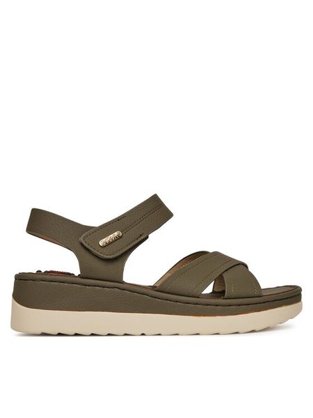 Go Soft Sandały LA319111-L5 Khaki. Brązowe sandały damskie GO SOFT, bez wzorów, z materiału, bez obcasa, na koturnie, bez zapięcia. Za 139.99 zł.