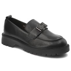 Czarne Półbuty Vinceza Eleganckie Obuwie Damskie. Czarne półbuty damskie VINCEZA, bez wzorów, ze skóry, biznesowe, bez obcasa, bez zapięcia. Za 152.99 zł.