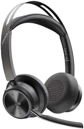 Poly Voyager Focus 2 MS Teams Wireless Headset, Bluetooth, USB-C/A Adapter, Charging stand, Black. Czarne słuchawki bezprzewodowe Poly. Za 883.48 zł.