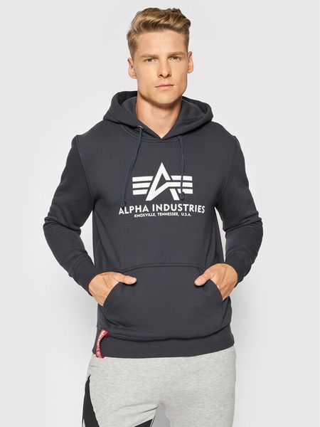 Alpha Industries Bluza Basic 178312 Granatowy Regular Fit. Niebieskie bluzy męskie Alpha Industries, m, bez wzorów, z bawełny, bez ramiączek, bez kaptura. Za 209.99 zł.