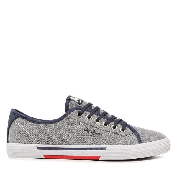 Tenisówki Pepe Jeans. Niebieskie trampki męskie Pepe Jeans, bez wzorów, z jeansu, bez zapięcia. Za 169.99 zł.