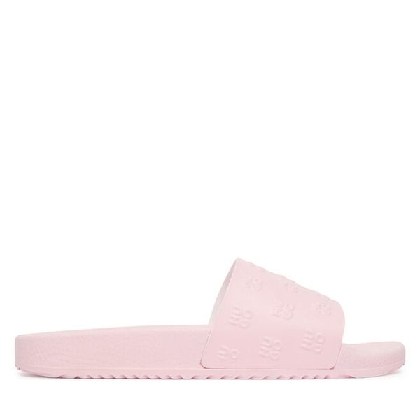 Klapki HUGO. Czerwone klapki damskie Hugo, bez wzorów, bez obcasa, bez zapięcia. Za 167.99 zł.