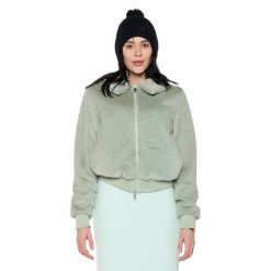 Kurtka miękka z zamek błyskawiczny na co dzień. Niebieskie kurtki sportowe damskie LEONE 1947 APPAREL, bez wzorów, z poliesteru, bez ramiączek, bez kaptura. Za 273.65 zł.