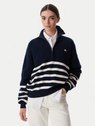 Tommy Jeans Sweter DW0DW22928 Granatowy Regular Fit. Niebieskie swetry nierozpinane damskie Tommy Jeans, xs, bez wzorów, z bawełny, bez kołnierzyka, bez ramiączek. Za 449.99 zł.